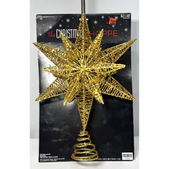 Gold Glitter Star Christmas Tree Topper Beautiful - Picture 4 of 4